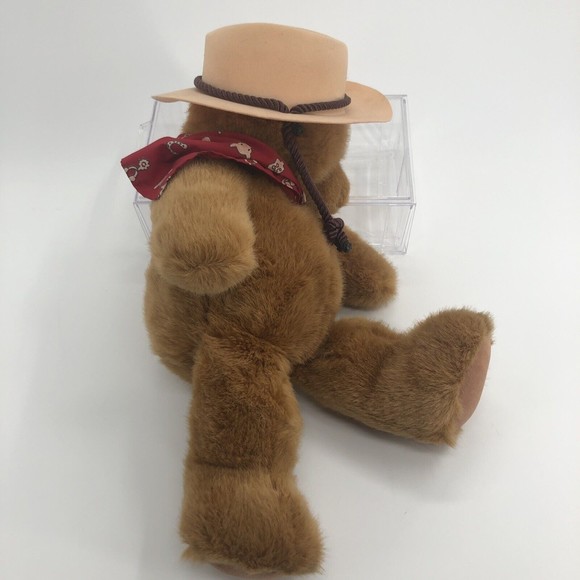 Cowboy Teddy Bear Plush Hat Neckerchief Large 20" Velour Feet Soft No Tag *FLAW - Picture 3 of 12